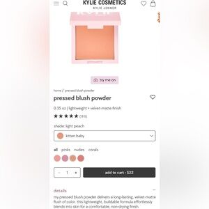 Kylie Cosmetics Light Peach Blush NEW NO BOX